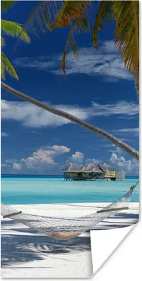 Produktbild von MuchoWow® Poster Strand - Sommer - Hängematte 75x150 cm - Dekoration für die Wände