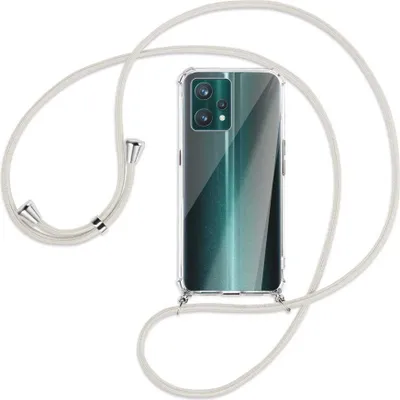 Produktbild von Handykette Backcover-Schutzhülle mit Band (Metall silberfarben) für Realme 9 Pro Plus 5G - broken white