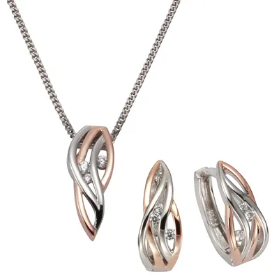 Zdjęcie produktu dla Zestaw biżuterii Zeeme Gemstones 925/- srebro próby 925 45 cm białe cyrkonie 500201515-45