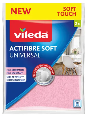 Produktbild von Vileda 4023103240810, Mikrofaser, Polyurethan, Grau, Pink, Maschinenwäsche, 60 °C, 260 mm, 180 mm