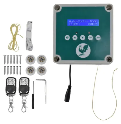 Hühnerklappen-Steuerung, IP44, Lichtsensor, Timer, Fernbedienung