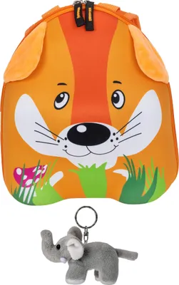 Produktbild von Kinderrucksack Kinder Mini Tiere Kindergartentasche für Jungen Mädchen Kleinkind 3 Jahre Fabrizio 20631-1400 Fuchs Orange + Elefant-Anhänger