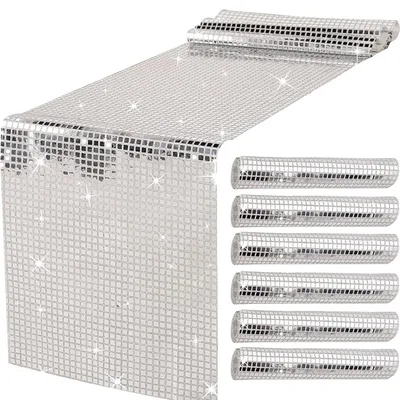 Imagen del producto de TRANKIELO® - 6 manteles individuales brillantes, 30 x 180 cm – ideales para mesas de fiesta, decoración retro, y uso versátil