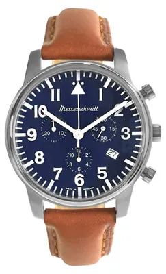 Zdjęcie produktu dla Messerschmitt ME-4544P-L Męski zegarek pilot Chronograf Brązowy/Niebieski