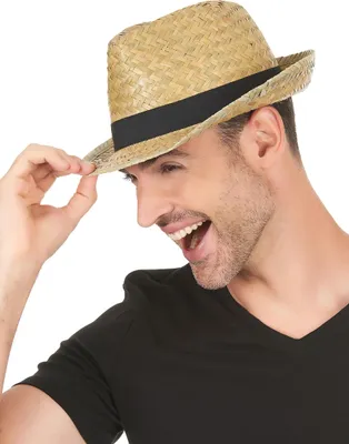 Immagine prodotto di Cappello di paglia per adulti con fascia nera - taglia unica