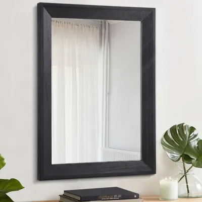 Produktbild von Wandspiegel 50 x 40 cm, schwarz, Holzrahmen, rechteckig, für Schlafzimmer