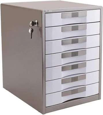 Productafbeelding van Metalen archiefkast - Ladekast kantoor - Documenten organiseren - Zeven laden - 41x30x35 cm - Zwart