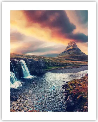 Produktbild von Poster - Poster ohne Rahmen - Wasserfall Himmel Berg - 40x50 cm - Wand Bild - Wanddeko - Wandbilder - Kunstposter - Wandposter - Bilder - Kunstdruck - Wanddekoration - Wandbild - P2XPA40x50-5111