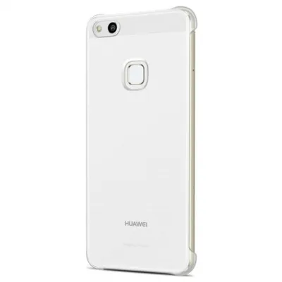 A transparent back cover for a Huawei P10 Lite phone, shown from the back.