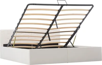 Obrázok produktu pre vidaXL Úložná posteľ Hydraulic White Faux Leather 160 × 200 cm