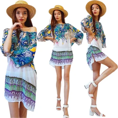Produktbild von Pareo Damen Kleid Sommer Cape luftig Tunika Übergröße Boho Orient