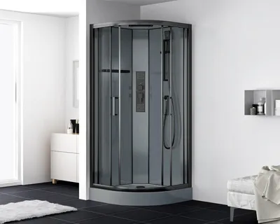 Produktbild von SAT Komplettdusche Viertelkreis 90x90 cm 6mm Sicherheitsglas, Schwarz