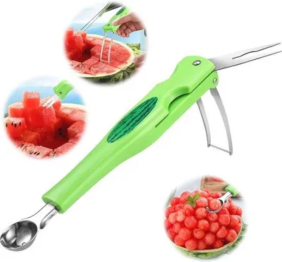 Produktbild von Famanu 3-in-1 Wassermelonen-Schneider und Obstschneider - Multifunktionales Küchenhilfsmittel für Melonen