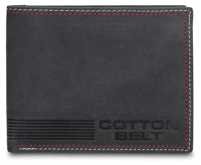 Image de Portefeuille pour hommes, en cuir véritable, noir avec des coutures rouges, design élégant, dimensions : 12,5 x 9,5 cm