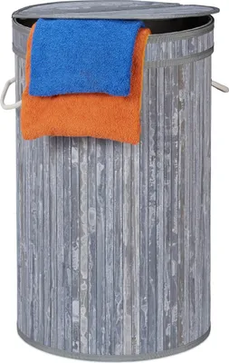 Produktbild von relaxdays Wäschekorb Bambus mit Klappdeckel
