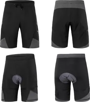 Produktbild von 2-in-1 gepolsterte Fahrradshorts mit Taschen für Herren, atmungsaktiv, für Training, Radfahren, Radfahren
