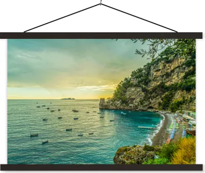 Produktbild von MuchoWow® Textilposter Blick auf die Amalfiküste 150x100 cm mit schwarzem Rahmen - Schlafzimmer
