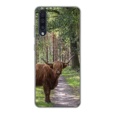 Produktbild von MuchoWow® Handyhülle Schutzhülle Hülle für Samsung Galaxy A30s Schottischer Highlander - Kröte - Baum Silikon Softcase Handy Hülle - Karteninhaber