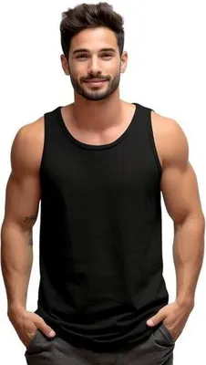 Produktbild von Selef Creation Unterhemd 4er Pack PREMIUM Herren Unterhemd Feinripp Tank-Top 100% Baumwolle Schwarz Größe M