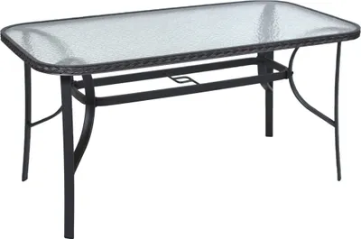 Produktbild von Merxx Gartentisch "Roma" 150 x 80 cm - Aluminiumgestell Graphit mit Kunststoffgeflecht Grau