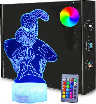 Obrázok produktu pre SPIDER-MAN 3D LED nočná lampa USB/BATTERIA + Diaľkové ovládanie