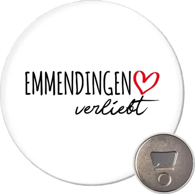 Produktbild von Huuraa Magnet Emmendingen verliebt 59mm Kühlschrankmagnet rund Flaschenöffner Geschenkidee