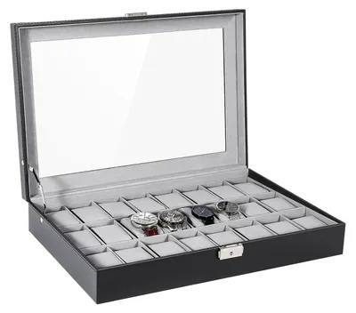 Produktbild von Mbuynow Uhrenbox 24 Uhren Uhrenkoffer Herren Uhrenbox Damen Uhrenkasten Herren U