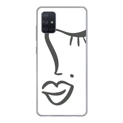 Produktbild von MuchoWow® Handyhülle Schutzhülle Hülle für Samsung Galaxy A71 Frau - Schwarz - Weiß - Abstrakt Silikon Softcase Handy Hülle - Kartenbesitzer