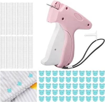 Produktbild von Handnaaimachine für feines Naaiwerk - Uitgerust mit 50 Berenclips und 660 Plastiknadeln - Für Quilt-Bevestigung - Rosafarben - Kleine Handnaaimachine