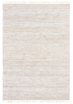 Produktbild von Teppich weiße Jute mit Fransen Streifenmuster 60x110