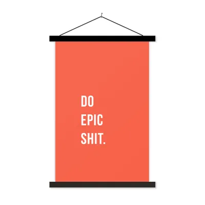 Produktbild von MuchoWow® Textilposter Zitate - Mach epischen Scheiß - Orange 40x60 cm mit schwarzem Rahmen - Wanddekorationen