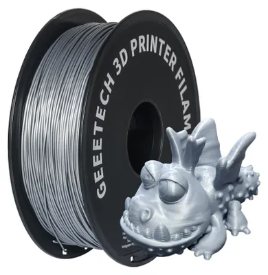 Produktbild von Geeetech PLA-Filament fuer 3D-Drucker, 1,75 mm, Massgenauigkeit +/- 0,03 mm, 1 kg Spule fuer 3D-Druckmaterial (2,2 lbs) šC Silber