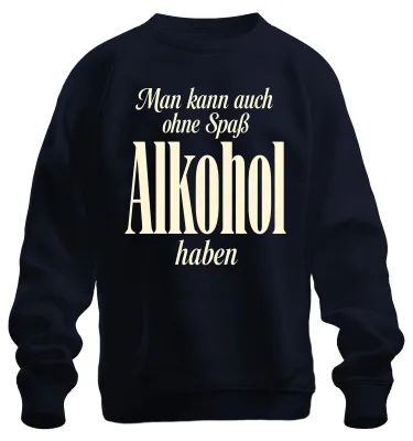 Productafbeelding van Je kunt ook zonder plezier alcohol drinken. Grappig feesttrui, marineblauw, maat 3XL
