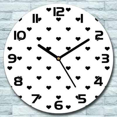 Produktbild von Wanduhr aus Glas Rund fi 30 Kleine Herzen Quarz Deko Schlafzimmer Büro