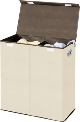Produktbild von mDesign Wäschekorb Wäschetruhe Wäschebox Deckel und Griffe faltbar Creme Braun