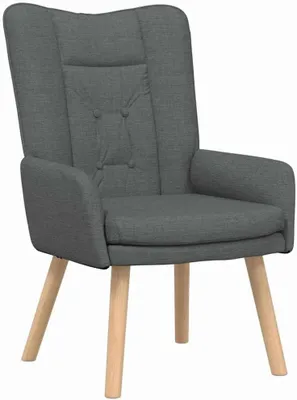 Produktbild von Dunkelgrauer Sessel im modernen Stoffdesign aus Sperrholz, 63 x 67 x 94 cm, mit bequemer Polsterung und Beinen aus Kautschukholz für Wohnzimmer, Schlafzimmer oder Büro