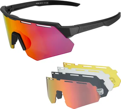 Produktbild von ROCKBROS Fahrradbrille Polarisierte Brille, 4 Wechselgläsern, UV-400, Schwarz