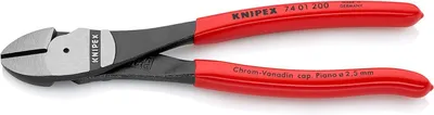 Produktbild von Knipex Kraftseitenschneider DIN ISO 5749 Länge 200mm schwarz atramentiert poliert Kunststoff-Überzogen - 74 01 200 SB