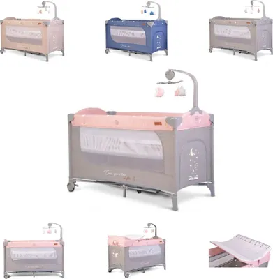 Produktbild von Cangaroo Reisebett Once upon a time Laufstall zwei Ebenen Matratze Wickelauflage rosa