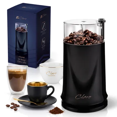 Produktbild von Elektrische Kaffeemühle mit Edelstahlklingen für Kaffee, Gewürze und Getreide, 200 W, Schwarz