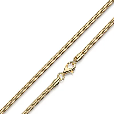 Produktbild von MATERIA 925 Silber Schlangenkette Gold - Damen Halskette Collier vergoldet 3mm 40-80 cm + Box K54