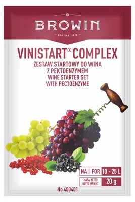 A packet of wine starter culture with grapes and berries depicted.