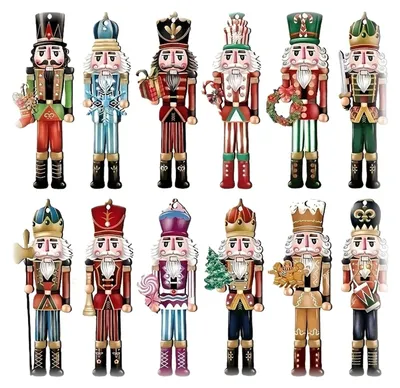 Produktbild von Nussknacker Weihnachtsbaum Anhänger Holz 12-teiliges Set