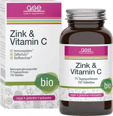 Produktbild von GSE - Zink + Vitamin C Complex (Bio) - 150 Tabletten