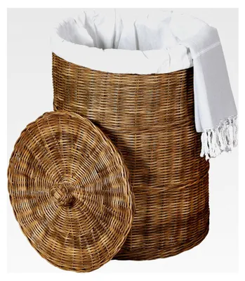 Produktbild von Aufbewahrungsbox mit Deckel – Geflochtener Wäschekorb aus Rattan 50l | Aufbewahrungskorb