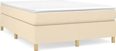 Image de vidaXL Sommier boxspring Crème 140x200 cm Tissu