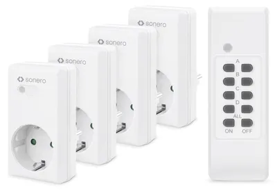 Productafbeelding van Draadloze contactdoos - Set van 4 - Afstandsbediening - 1100 W - Wit