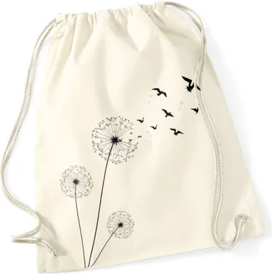 Produktbild von Turnbeutel Pusteblume Vögel Birds Hipster Beutel Tasche Jutebeutel Dandelion Gymsac