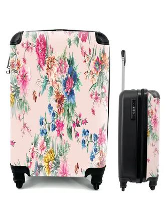 Produktbild von MuchoWow® Koffer Handgepäck Trolley Rollkoffer Kleine Reisekoffer mit 4 Rollen - Blumen - Rosa - Farben - Cabin Size < 55x40x23 cm & 55x40x20 cm - Fotokoffer - Kabinenkoffer - Boardgepäck - Reise-Box - Reisekoffer - Reisegepäck - Koffer mit Bild - Trolley für Kinder