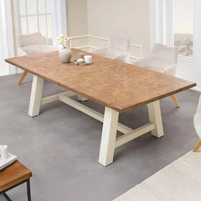 Produktbild von riess-ambiente Massiver Esstisch HAMPTONS 200cm hellbraun creme Pinienholz Esszimmertisch Tisch Konferenztisch